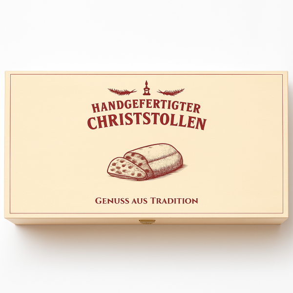 Christstollenkiste aus Holz für handgefertigte Christstollen